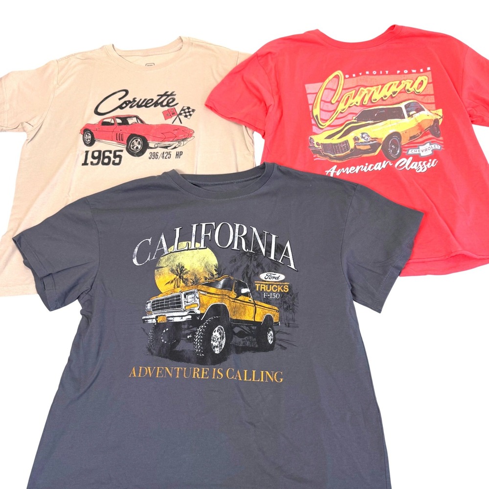 GM Hybrid Apparel‎ Graphic T-Shirt Bundle L XL Ford Chevy Corvette Camaro Multi